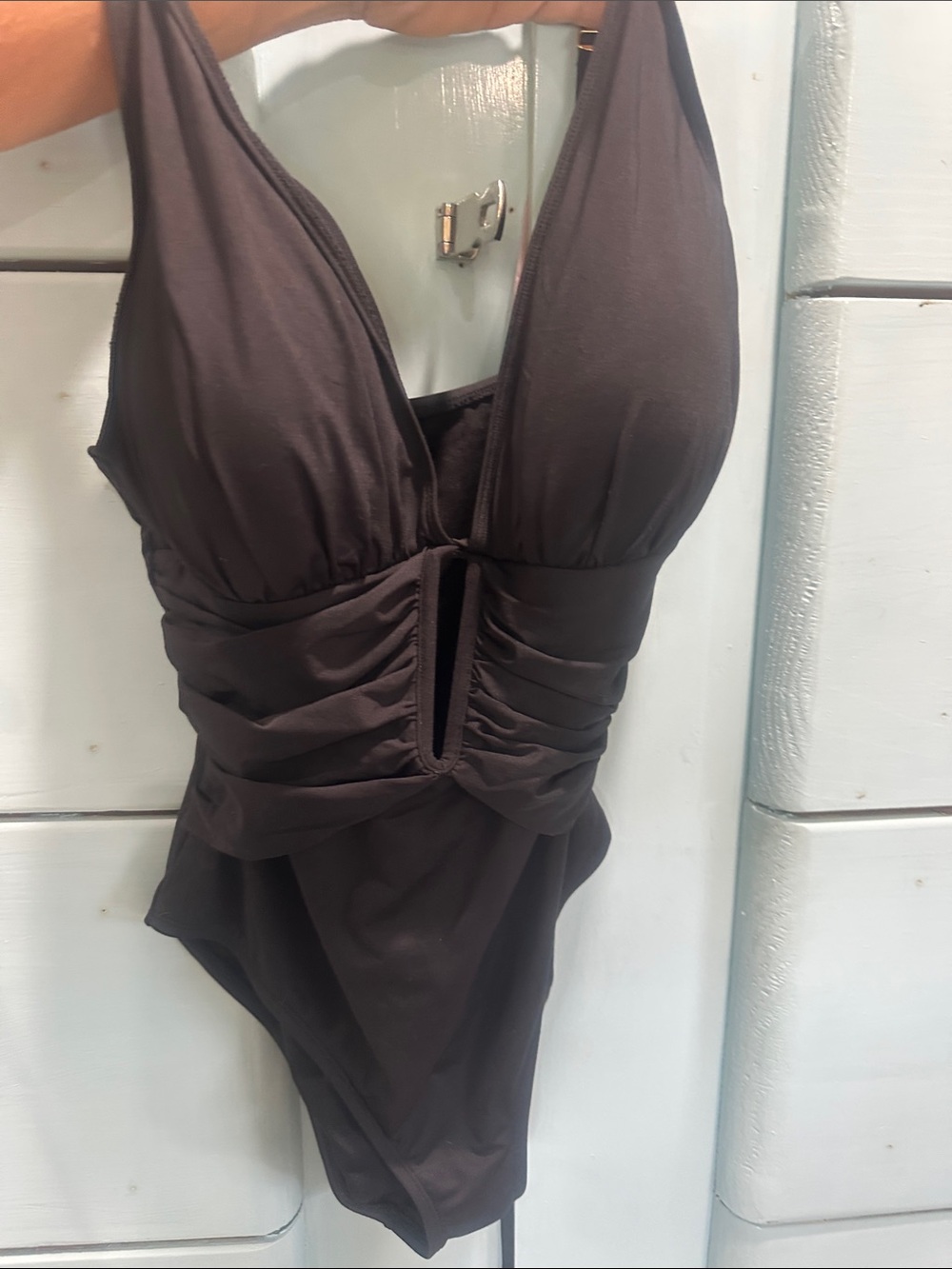 Bleu Rod Beattie Solid Black Ruched One-Piece Swimsuit - Picture 7 of 10